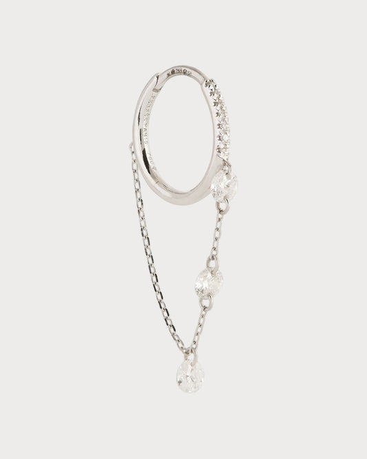 PERSEE White Gold and Diamond Drop Huggie Single Earring(White Gold)