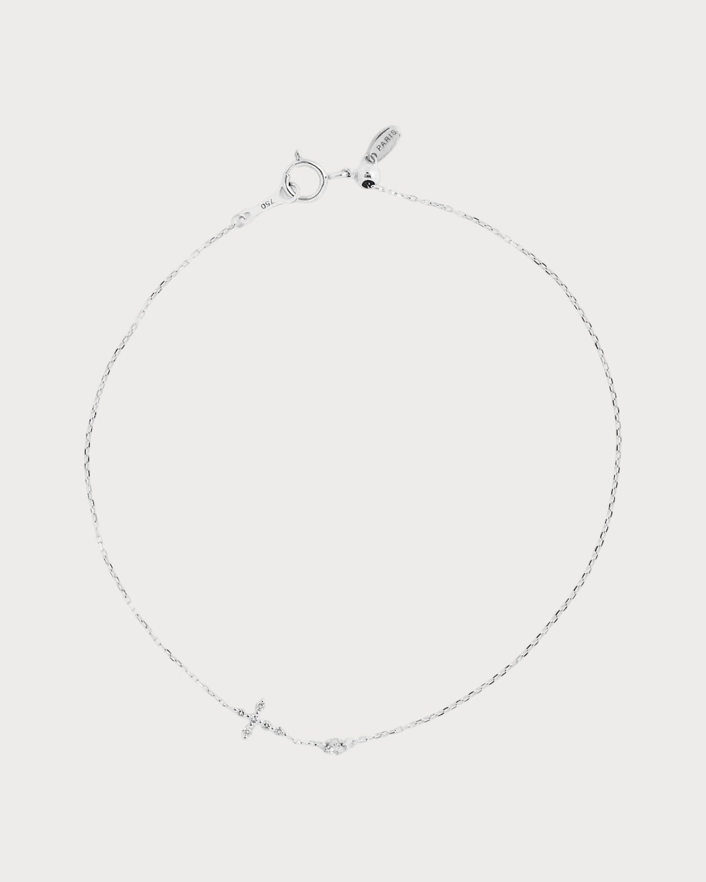 PERSEE White Gold and Diamond Symbols Cross Bracelet(White Gold)