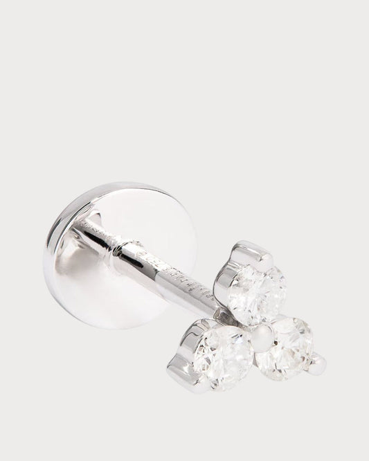 PERSEE White Gold and Diamond Triangle Single Earring(White Gold)
