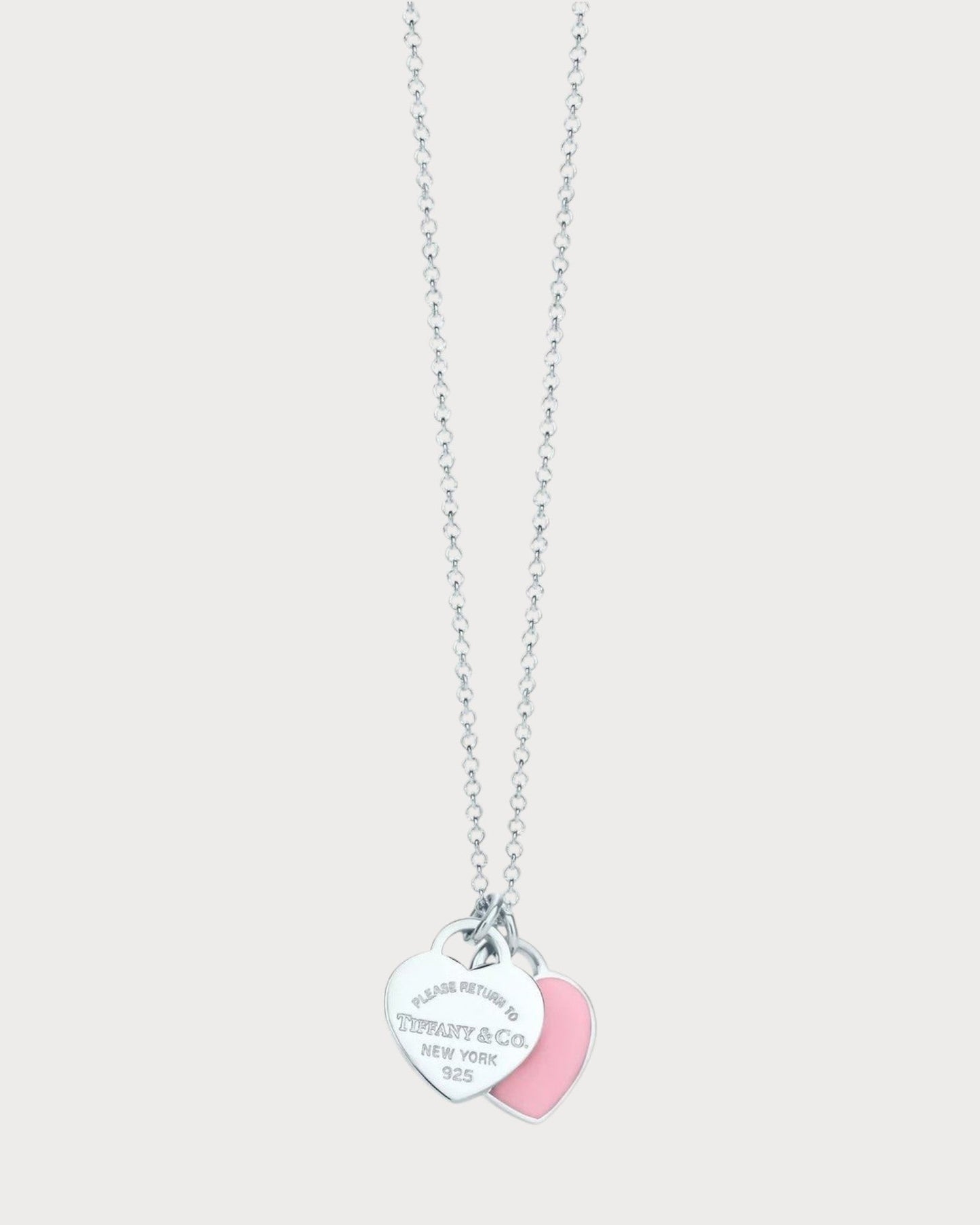 TIFFANY & CO. Return to Tiffany Pink Double Heart Tag Pendant in Silver(Pink)