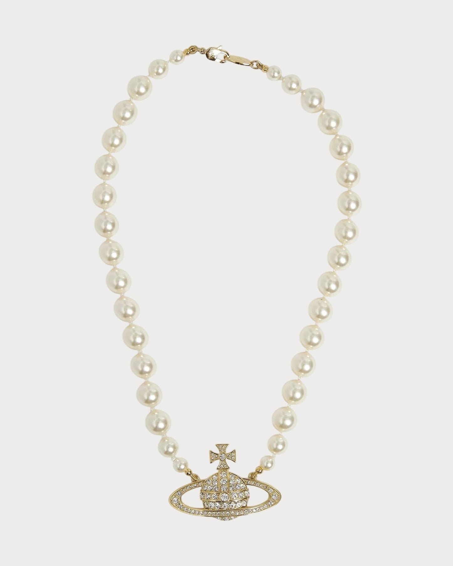 VIVIENNE WESTWOOD Bas Relief Silver-Tone Brass, Pearl and Swarovski Crystal Necklace(2 Colors)