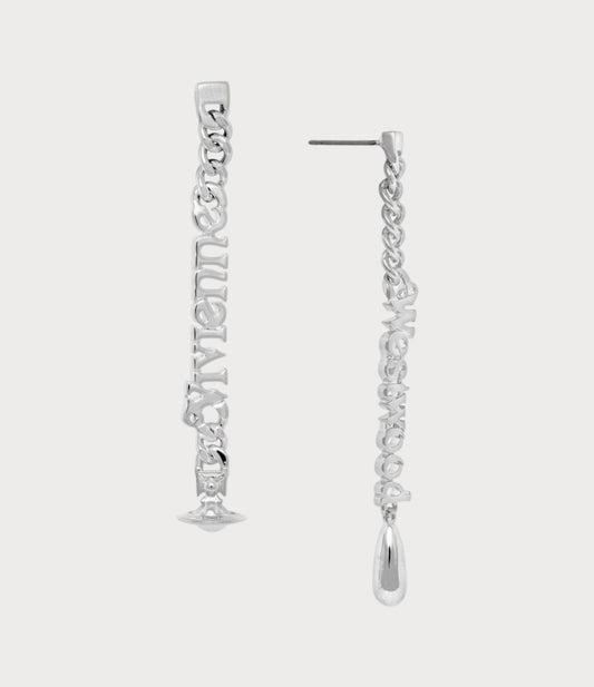 VIVIENNE WESTWOOD Millicent Platinum Earrings Brass(Silver)