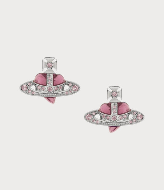 VIVIENNE WESTWOOD New Diamante Heart Earrings Brass(2 Colors)