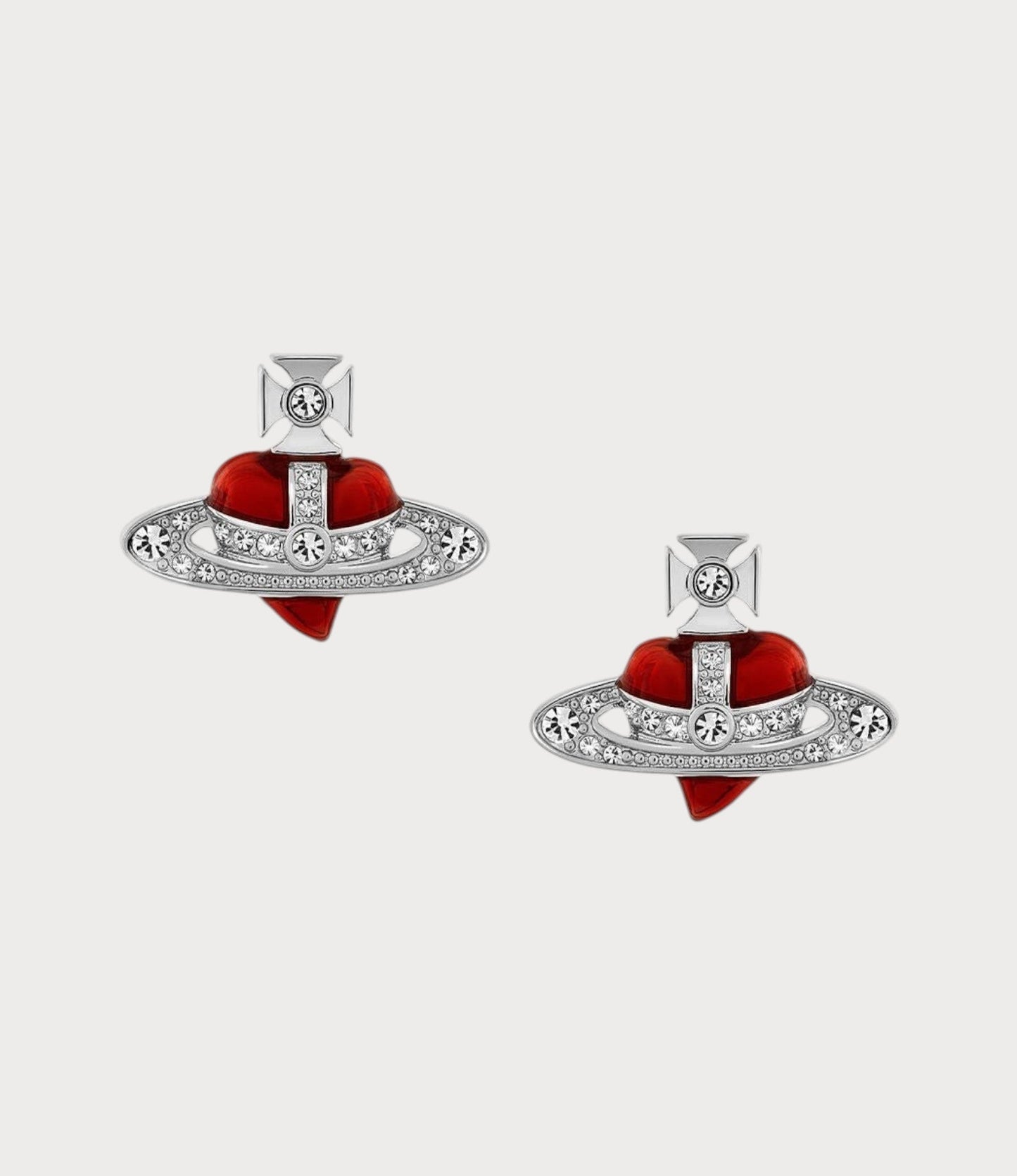 VIVIENNE WESTWOOD New Diamante Heart Earrings Brass(2 Colors)