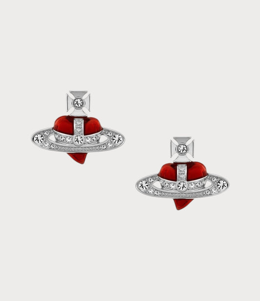 VIVIENNE WESTWOOD New Diamante Heart Earrings Brass(2 Colors)