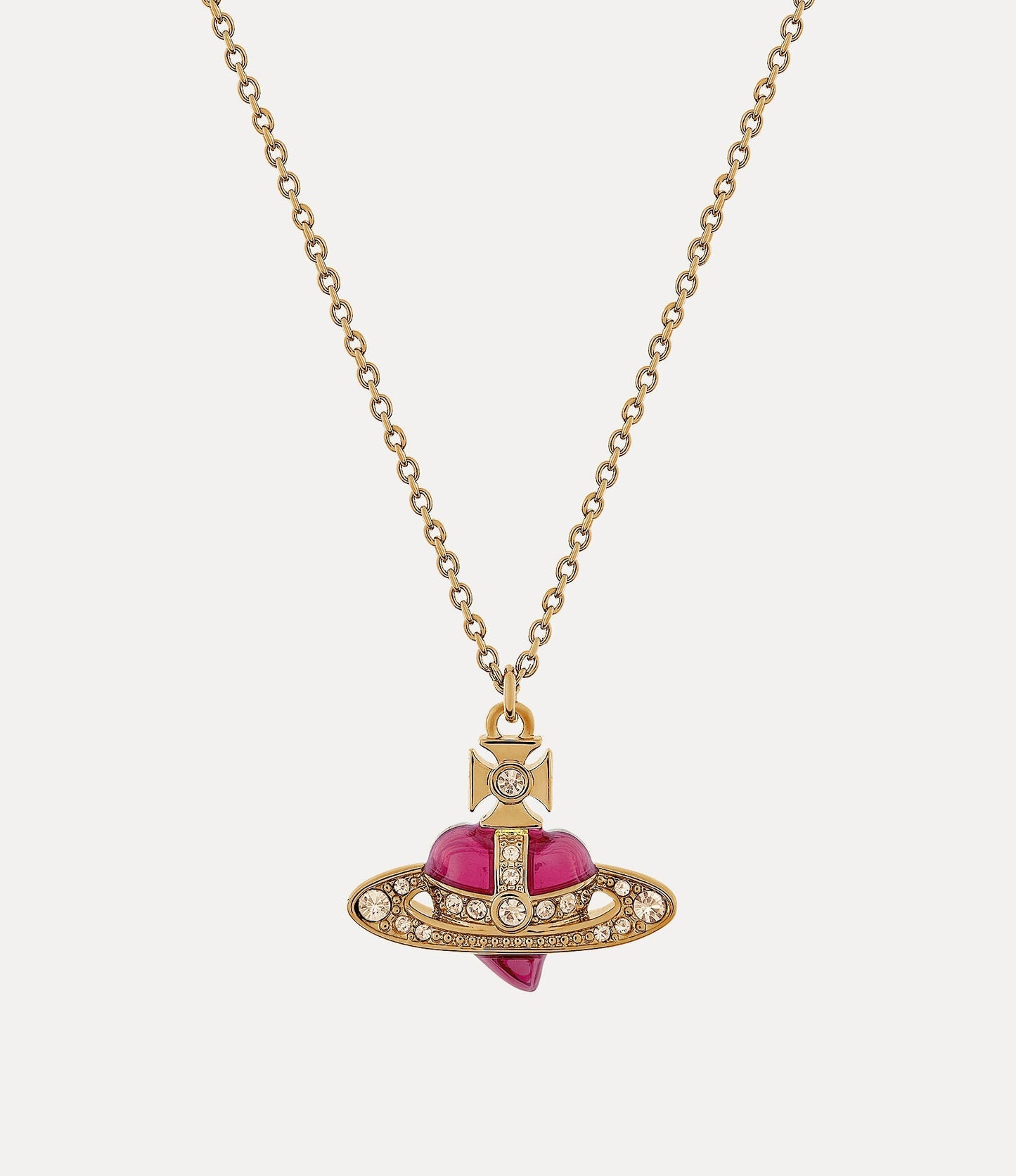 VIVIENNE WESTWOOD New Diamante Heart Pendant Necklace Brass(4 Colors)