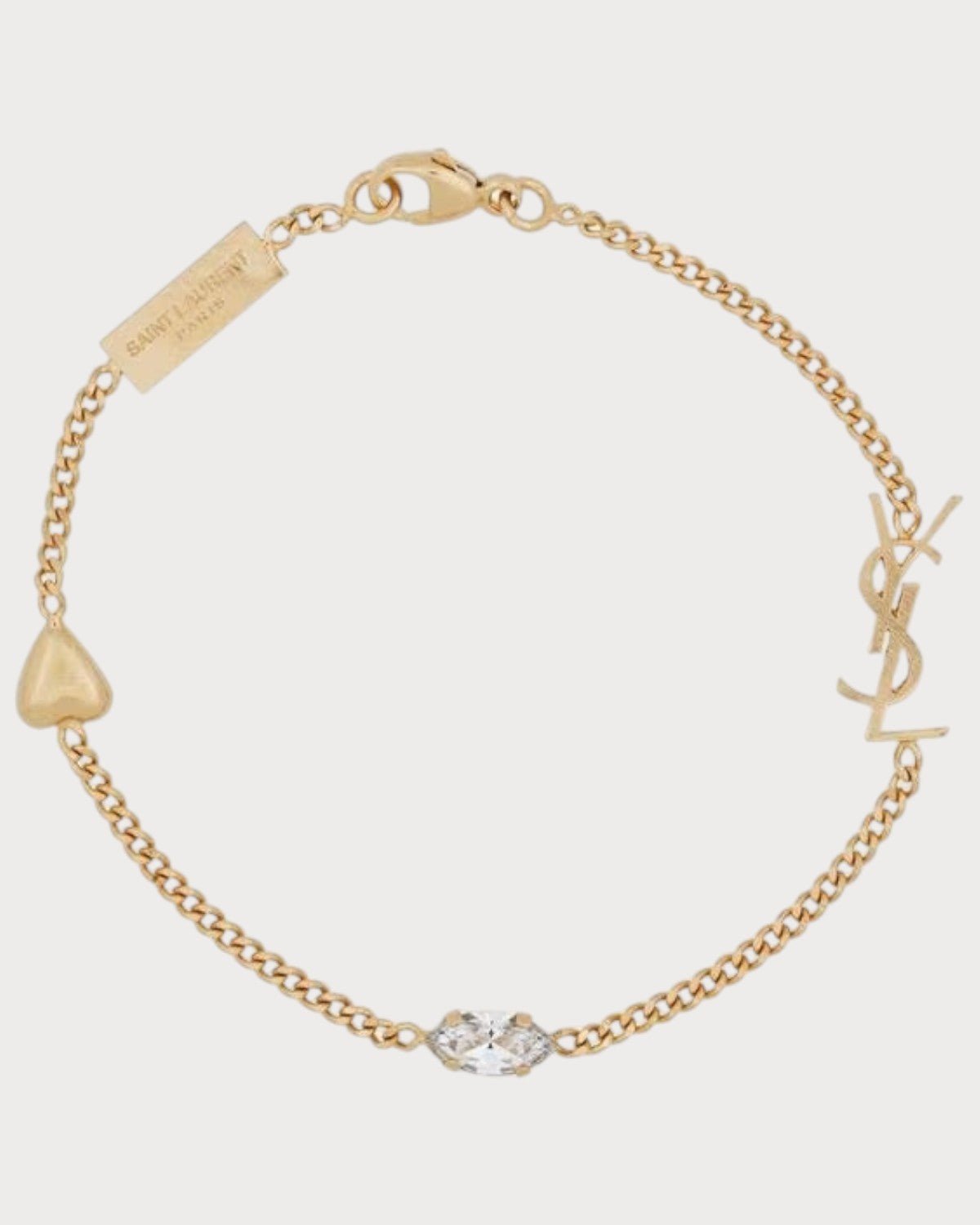 YSL SAINT LAURENT Cassandre Heart Charm Bracelet Brass(Gold)